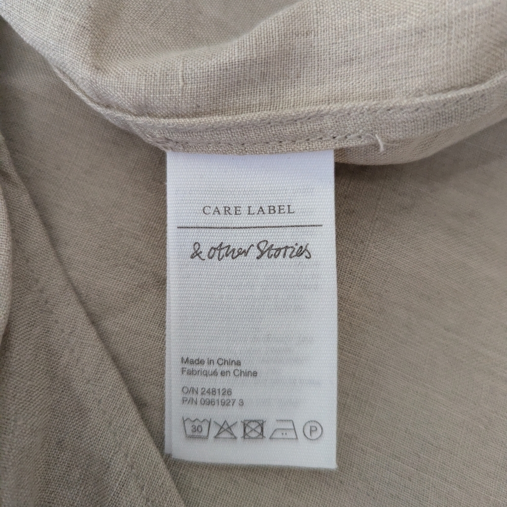 &Otherstories Beige Neutral Linen Wrap Dress - Picture 8 of 9